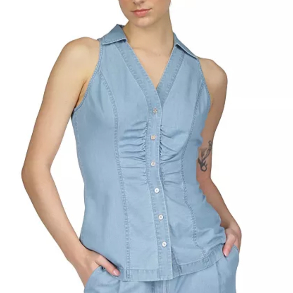 MICHAEL Michael KorsPetite Solid Button-Front Halter Top